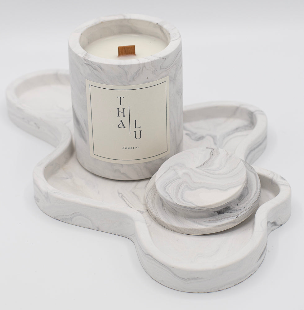 Set Marble Grey - Candle and Wave