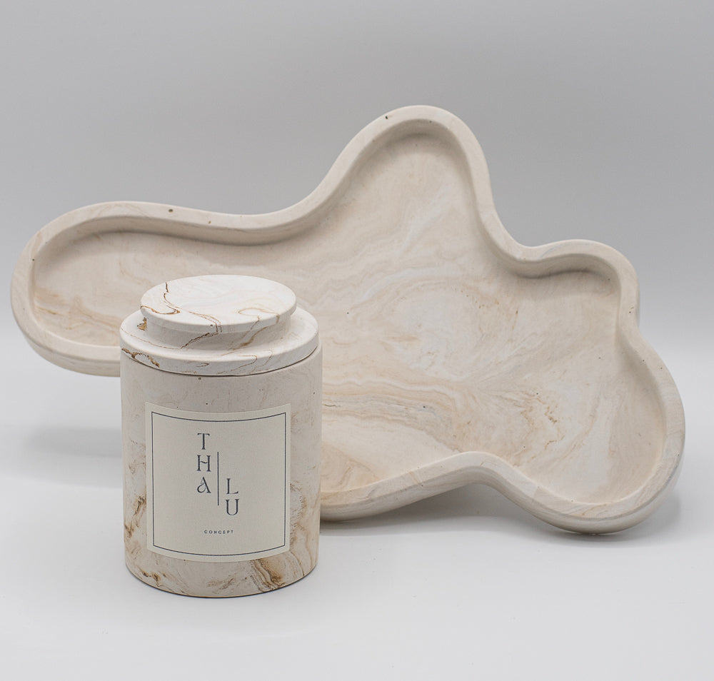 Set Marble Beige - Candle and  Wave